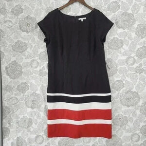 Studio One Cap Sleeve Color Block Women's Shift Dress Midi Size 14